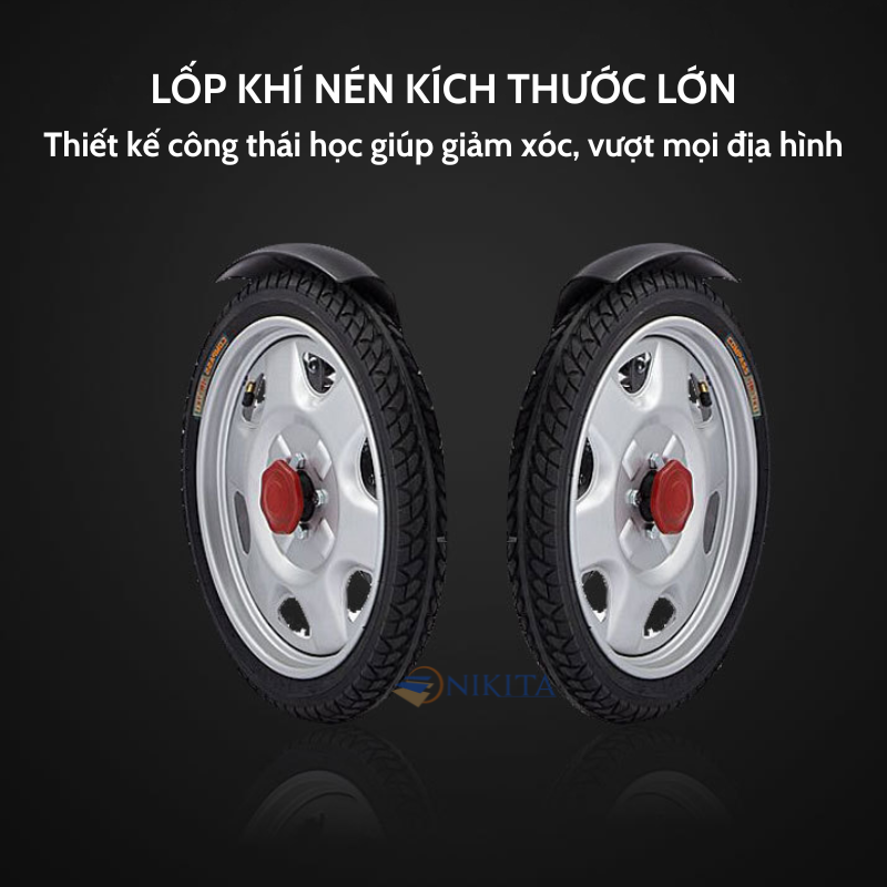 Xe lăn điện có chức năng ngả thành giường, dung lượng pin lớn, tay vịn đóng mở tự do, chống nghiêng, chống lật, chính hãng Nikita