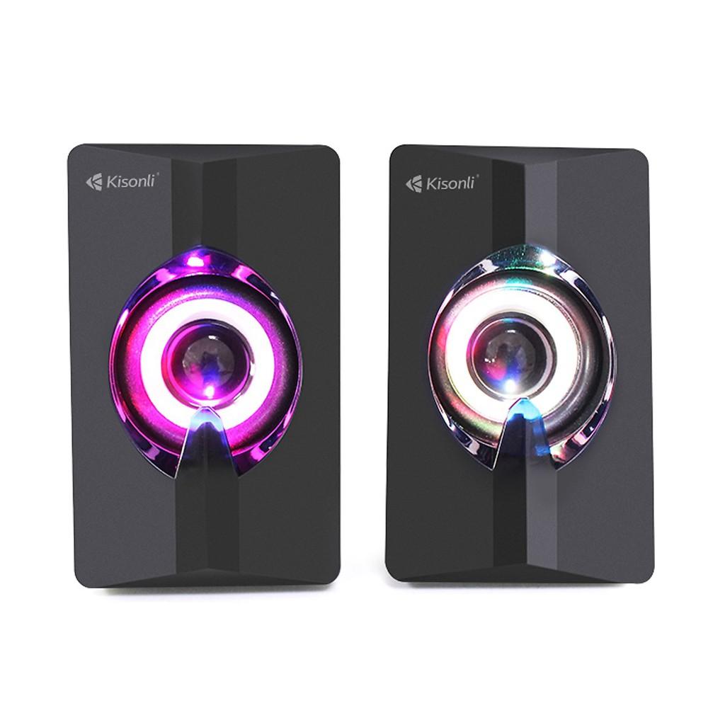 Loa Vi Tính Mini USB 2.0 Kisonli L2020 Loa LED Âm nhạc stereo cho máy tính - HÀNG CHÍNH HÃNG