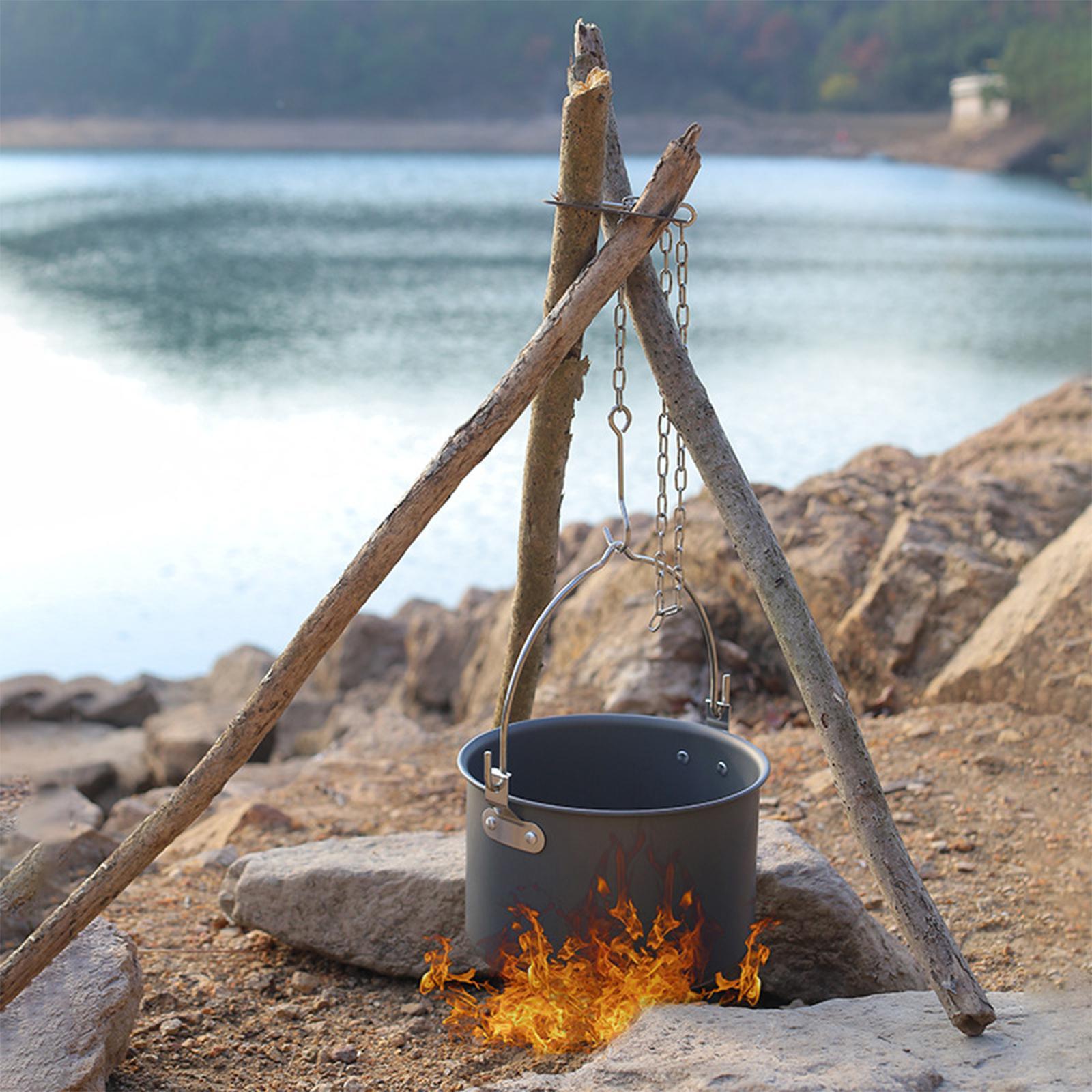 Camping Tripod Board, Turn Branches into Campfire Tripod, Campfire Support Plate with Chain for Hanging Cookware, Great Accessory for Outdoor Cooking
