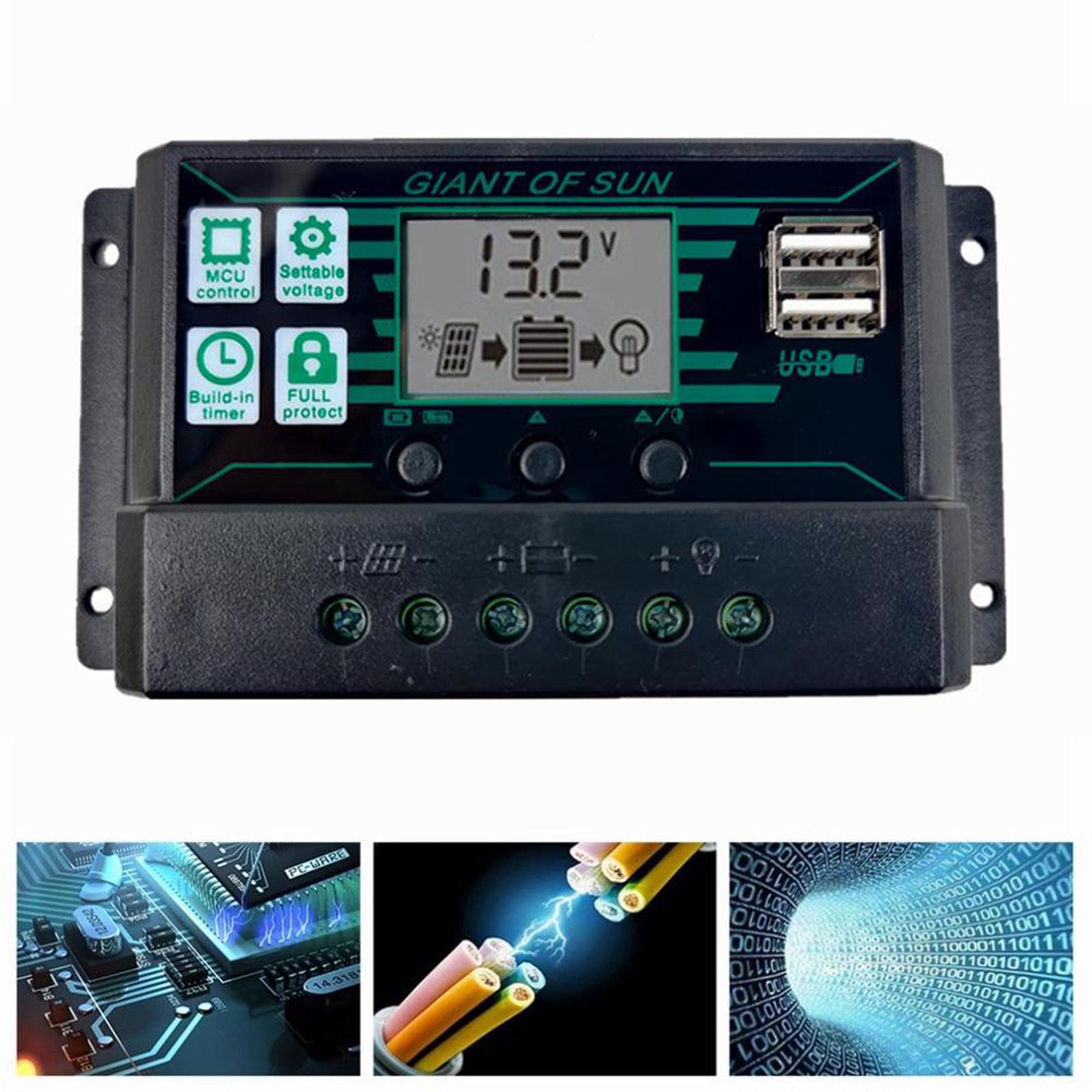 2X 20-60A MPPT PWM Solar Panel Battery Regulator Charge Controller LCD Display