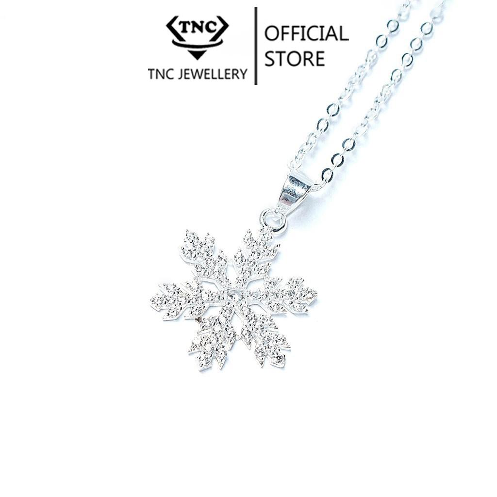 Vòng Cổ Bạc, Dây Chuyền Bạc Hoa Tuyết Lấp Lánh Nạm Đá Tấm Sang Trọng TNC JEWELLERY