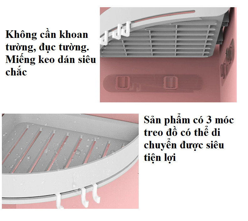 01 KỆ GÓC ĐA NĂNG KÈM 3 MÓC TREO ĐỒ TRONG PHÒNG TẮM, NHÀ BẾP SIÊU TIỆN DỤNG GD231-KNTGOC-3Moc (giao màu ngẫu nhiên)