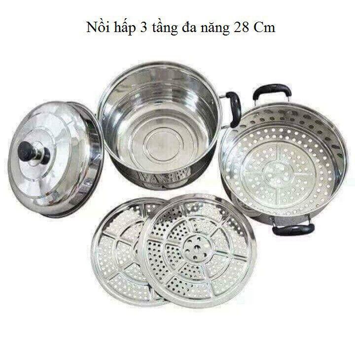 Nồi Hấp Inox 3 Tầng Cách Thuỷ Cao Cấp