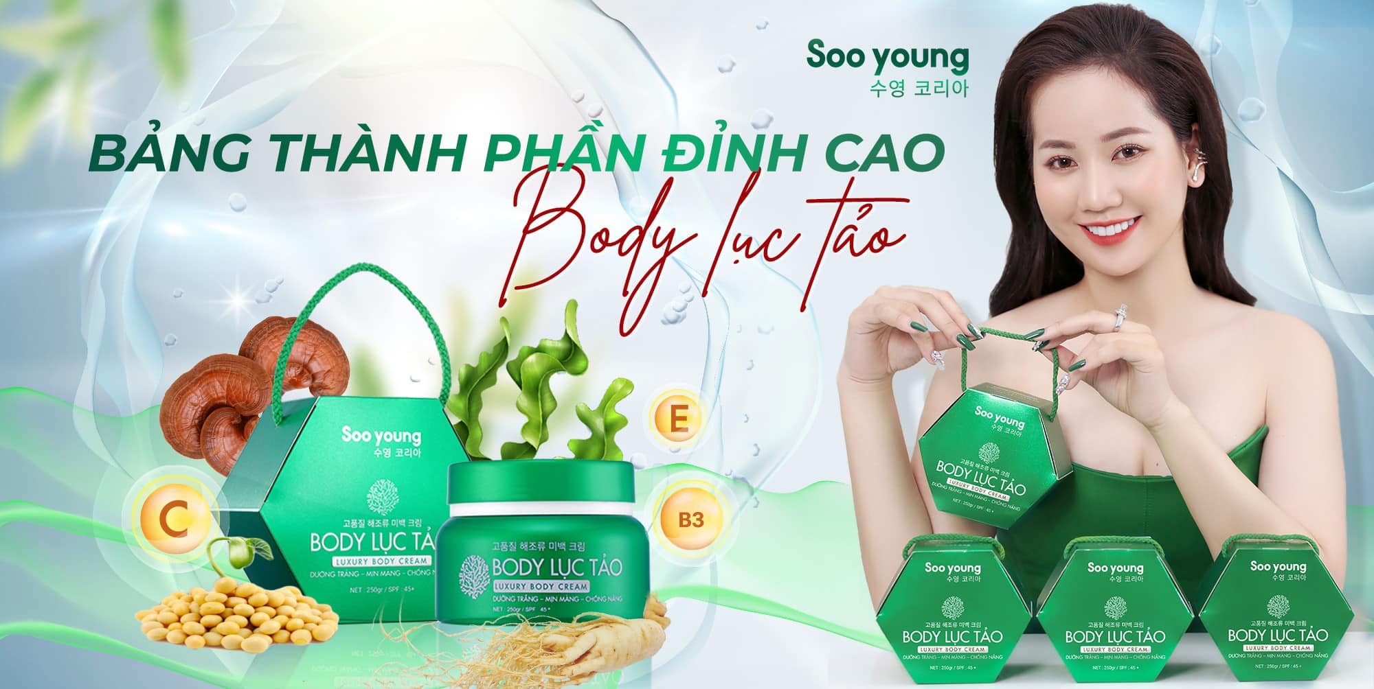 Kem Body Lục Tảo Luxury Body Cream Dưỡng Trắng Da SOO YOUNG (250g)