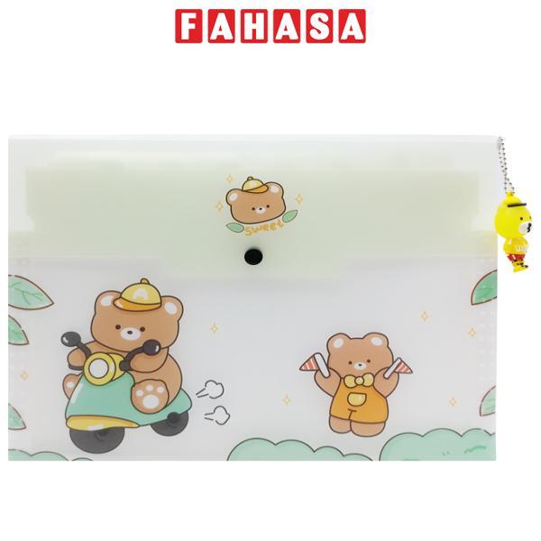 Bìa Nút 8 Ngăn 0579 - Hình Gấu - Màu Xanh Lá