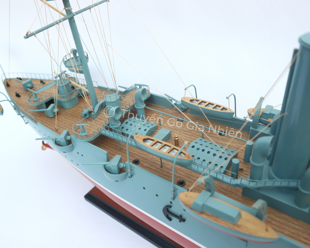Mô Hình Thuyền Gỗ Trang Trí Phong Thủy Dạng Thuyền Chiến AURORA CRUISER Chính Hãng, Hàng Xuất Khẩu Chất Lượng Cao