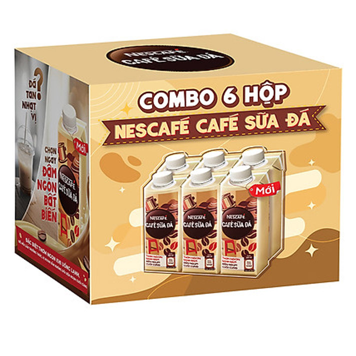 [MUA 1 TẶNG 1 - Cà phê uống liền vị Latte lốc 6 hộp] Cà phê uống liền NESCAFÉ - CÀ PHÊ SỮA ĐÁ - lốc 6 hộp x 180ml