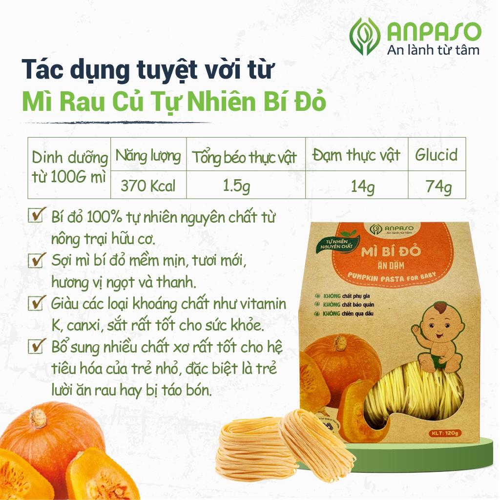 Mì Bí Đỏ Ăn Dặm Anpaso Organic Bí Đỏ Ăn Dặm kiểu Nhật cho bé từ 7 tháng bổ sung chất xơ, cải thiện táo bón 120g