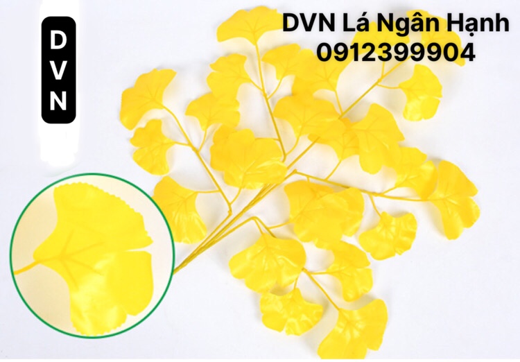 Combo 10 Bó 120 cành Lá ngân hạnh decor lá giả, lá vàng trang trí cành cây giả cao cấp