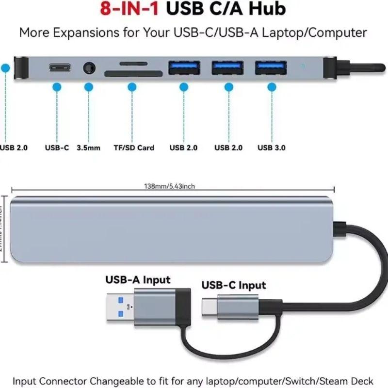 HUB Type C và HUB USB 3.0 tốc độ cao TEKKIN cổng chia usb mở rộng kết nối - hàng chính hãng