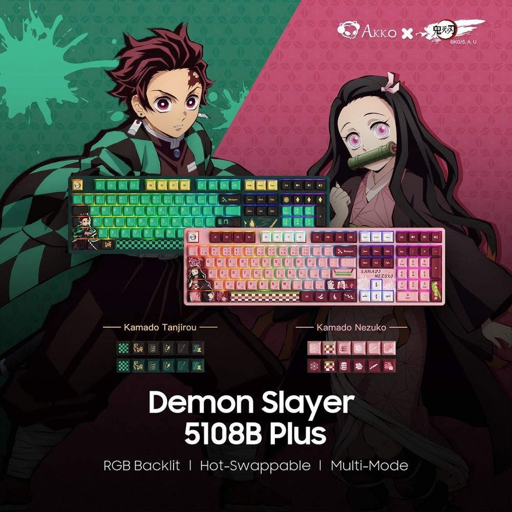 Bàn phím cơ AKKO 5108B Plus Demon Slayer - Kamado Nezuko/Kamado Tanjirou (Multi-modes/Hotswap/RGB/Akko cs switch - CrystaI) - Hàng chính hãng