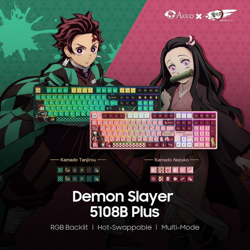 Bàn phím máy tính AKKO 5108B Plus Demon Slayer - Kamado Nezuko/Kamado Tanjirou_Mới, hàng chính hãng