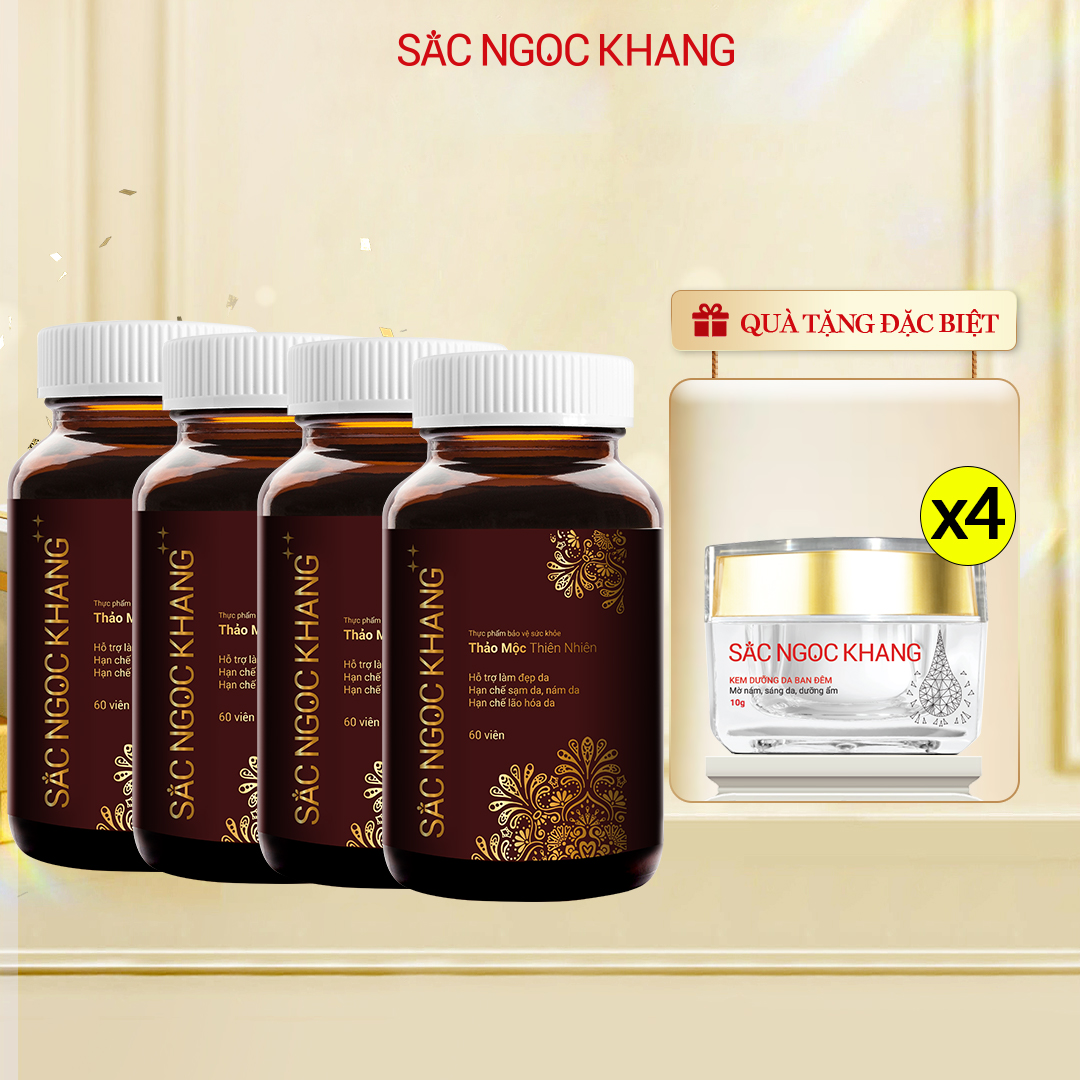 Combo 4 Viên Uống Sắc Ngọc Khang ++ Hộp 60 viên giúp chống lão hóa, chống nám sạm và tái tạo phục hồi làn da 