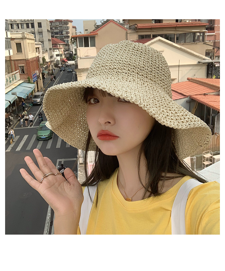 Mũ nón đi biển rộng vành cói nữ gấp gọn thoáng khí mát mẻ thời trang Hàn Quốc Dona22110206