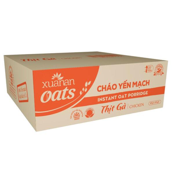 Thùng 30 Gói Cháo Yến Mạch Thịt Gà Xuân An 40G (Tặng Kèm 5 Gói Cháo Thịt Gà &amp; Đông Trùng Hạ Thảo 40G)