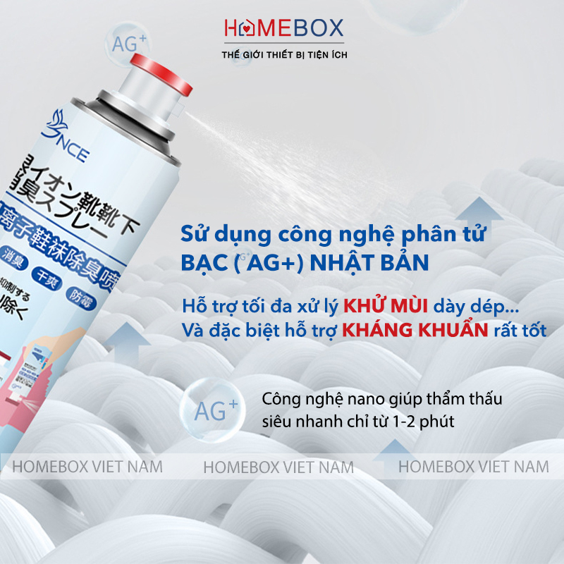 Chai xịt khử mùi giày dép Nano Bạc JYoohome, Bình xịt khử mùi hôi giày, hôi chân, mùi tất giúp loại bỏ vi khuẩn, ngăn mồ hôi - Hàng Chính Hãng