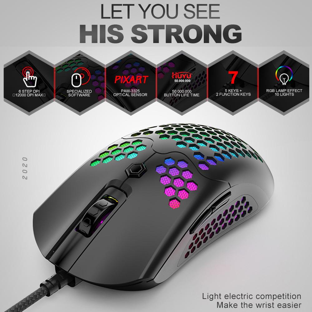 16000DPI Nhẹ Có Dây Rỗng Ra Chơi Game Mouce Chuột 6DPI Có Thể Điều Chỉnh 7 Phím Với Màu Sắc Tươi Sáng Đèn LED backlit Cho LOL CS: đi