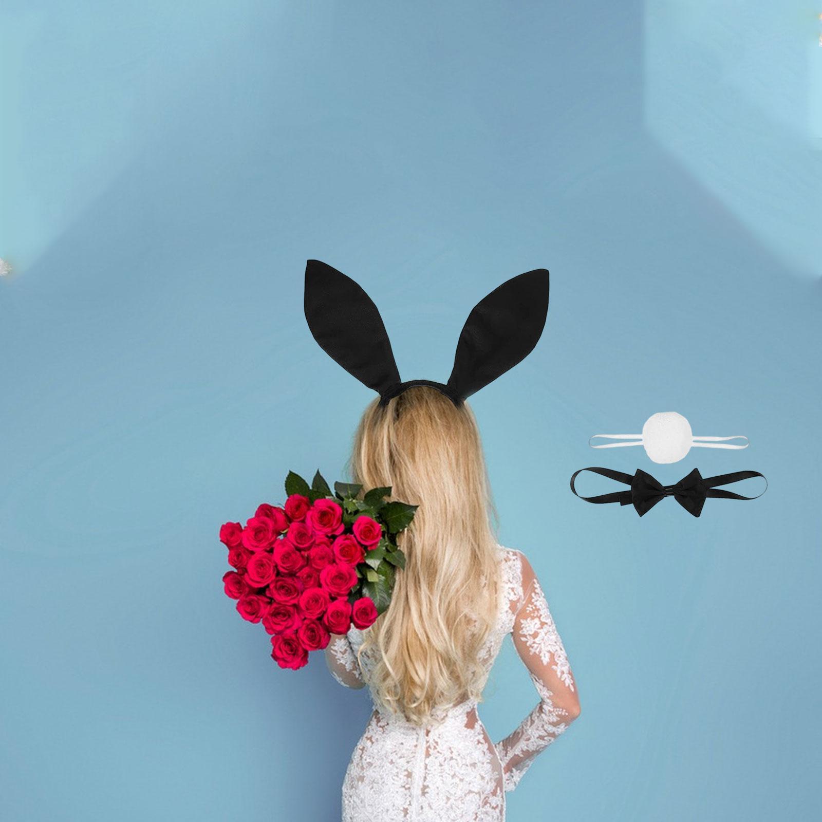 Women's Bunny Costume Set Rabbit Ear Headband Rabbit Tail for Carnival
