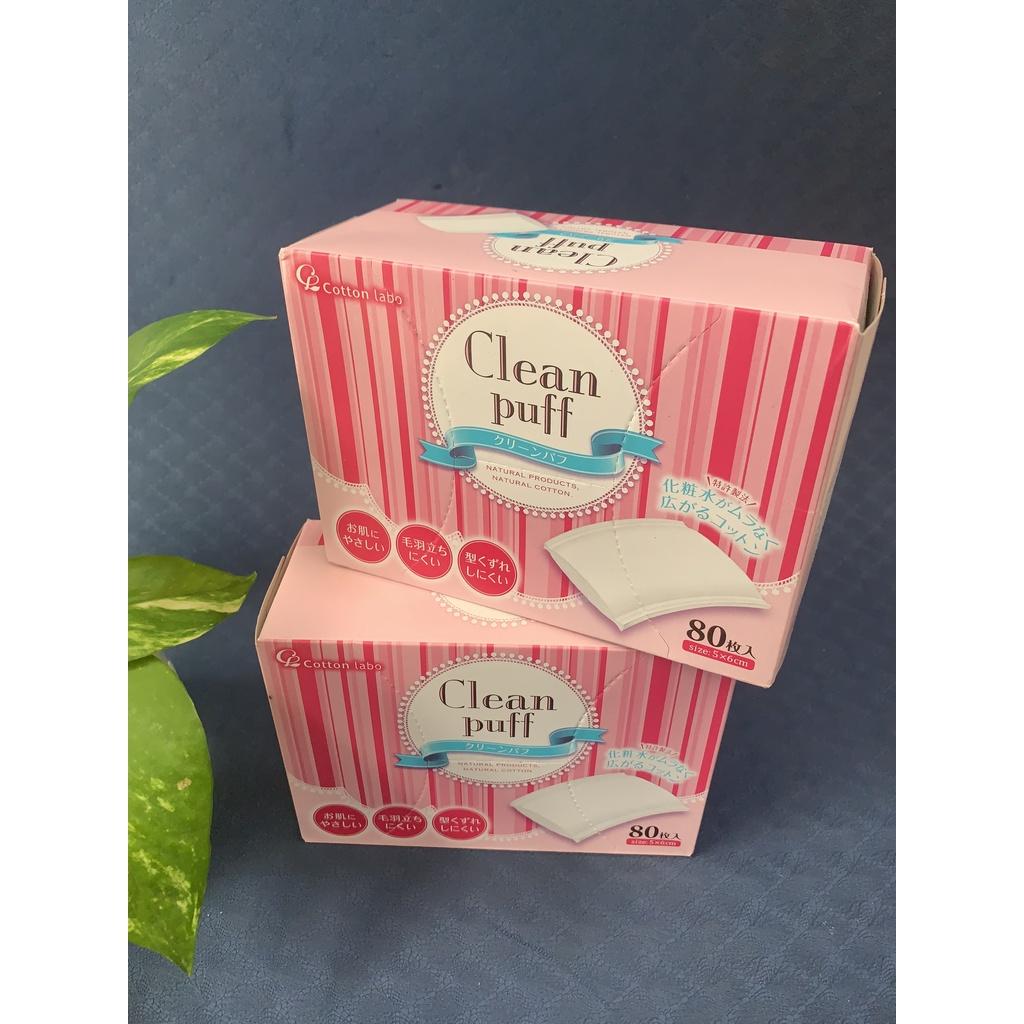 Bông tẩy trang Clean Puff Nhật Bản (hộp 80 miếng)