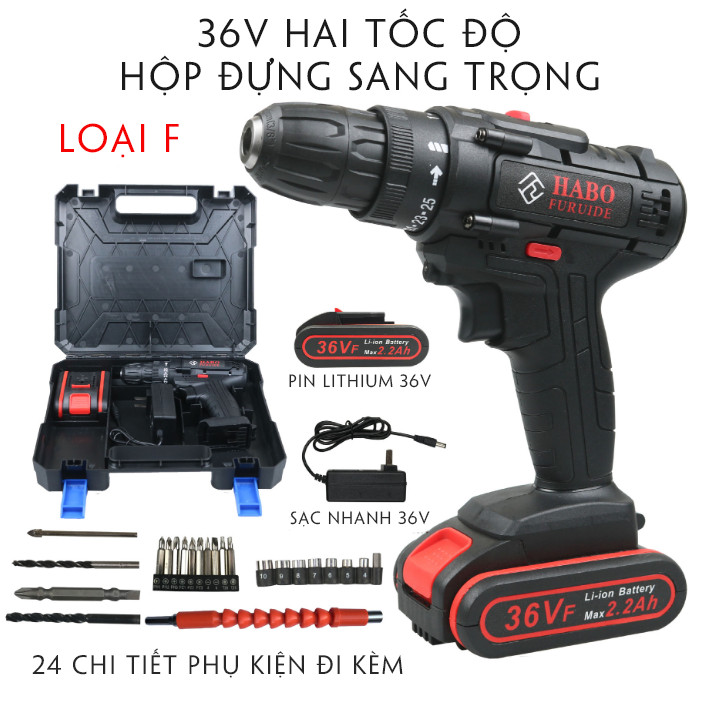 Bộ máy khoan, vặn vít không dây 36V, mẫu 2 pin