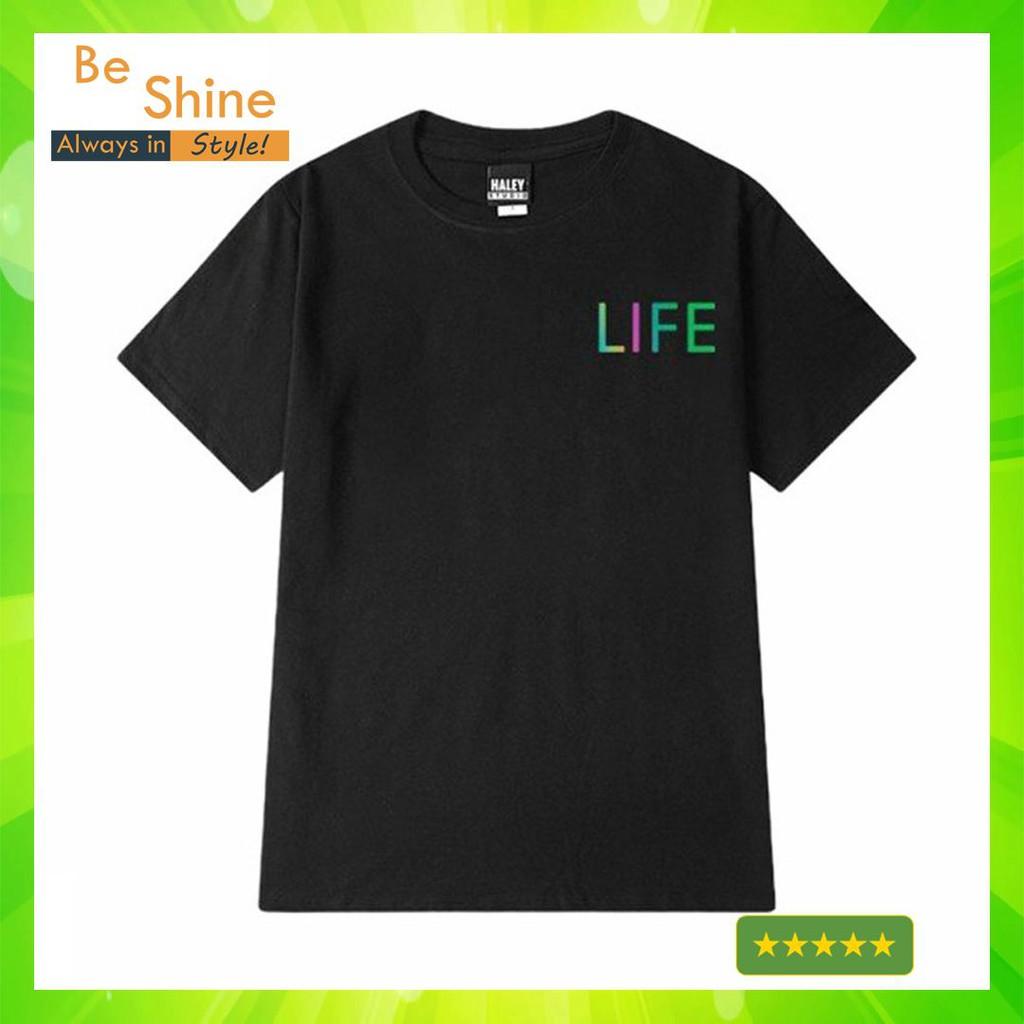 Áo Thun Unisex Form Rộng LIFE Phản Quang Đa Sắc