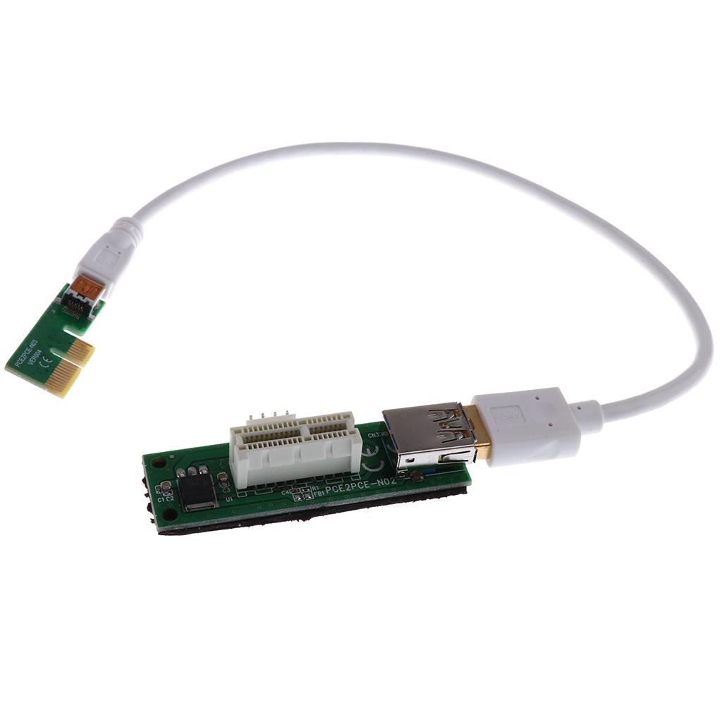 PCI Express PCI-E 1X Riser Card Extender Adapter USB3.0 Cable &Power Cord