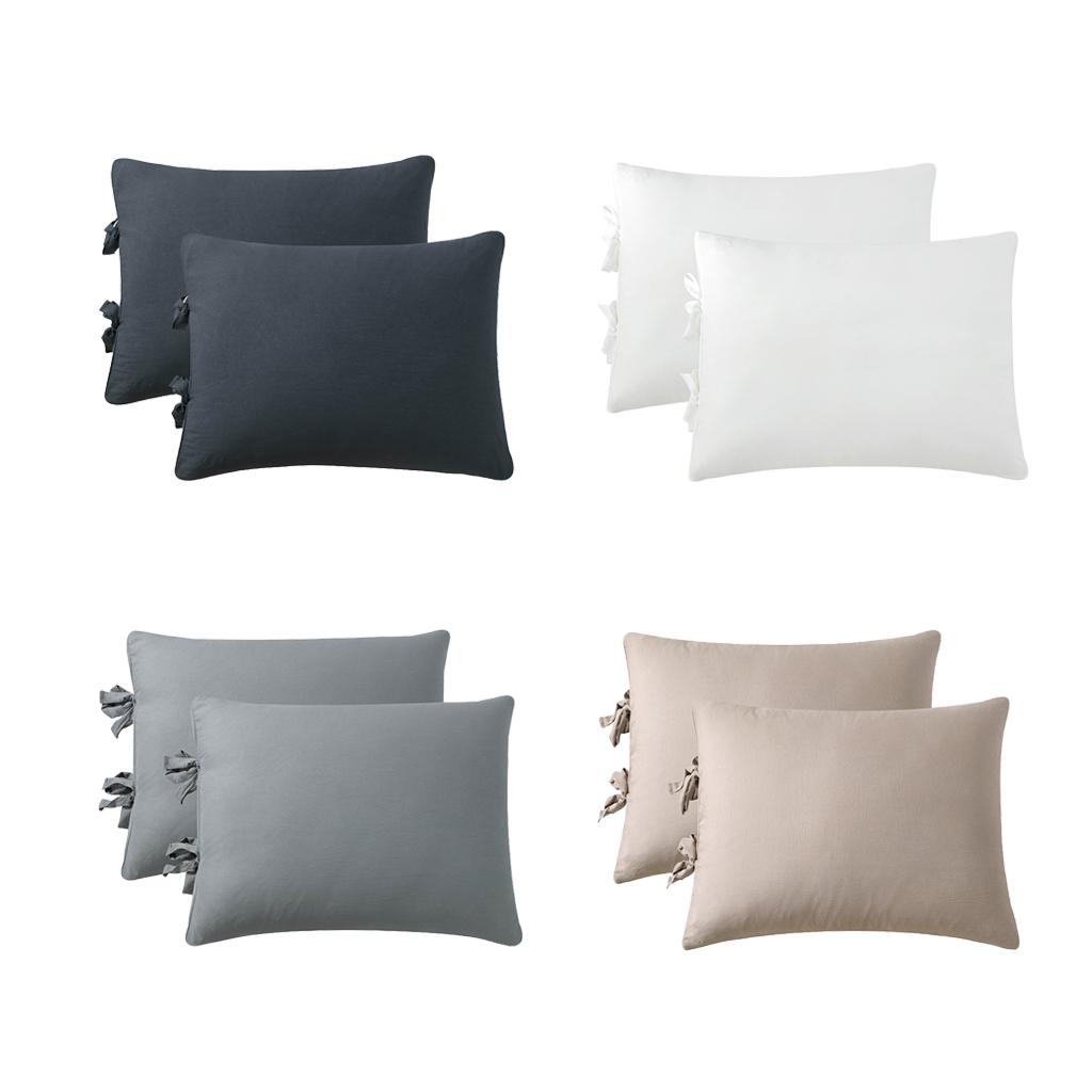 Solid Color Polyester Pillow Case Cushion Cover with Ties 2-in-1