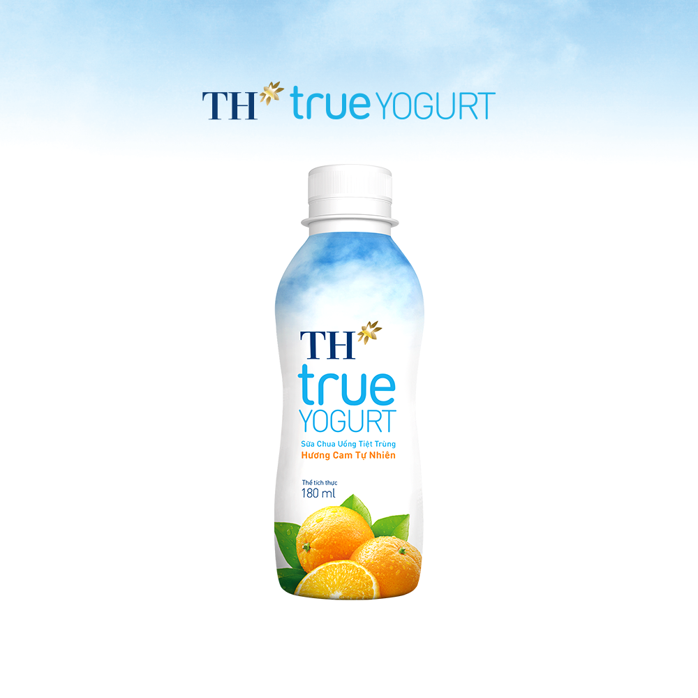 Thùng 48 chai sữa chua uống tiệt trùng hương cam tự nhiên TH True Yogurt 180ml (180ml x 48)