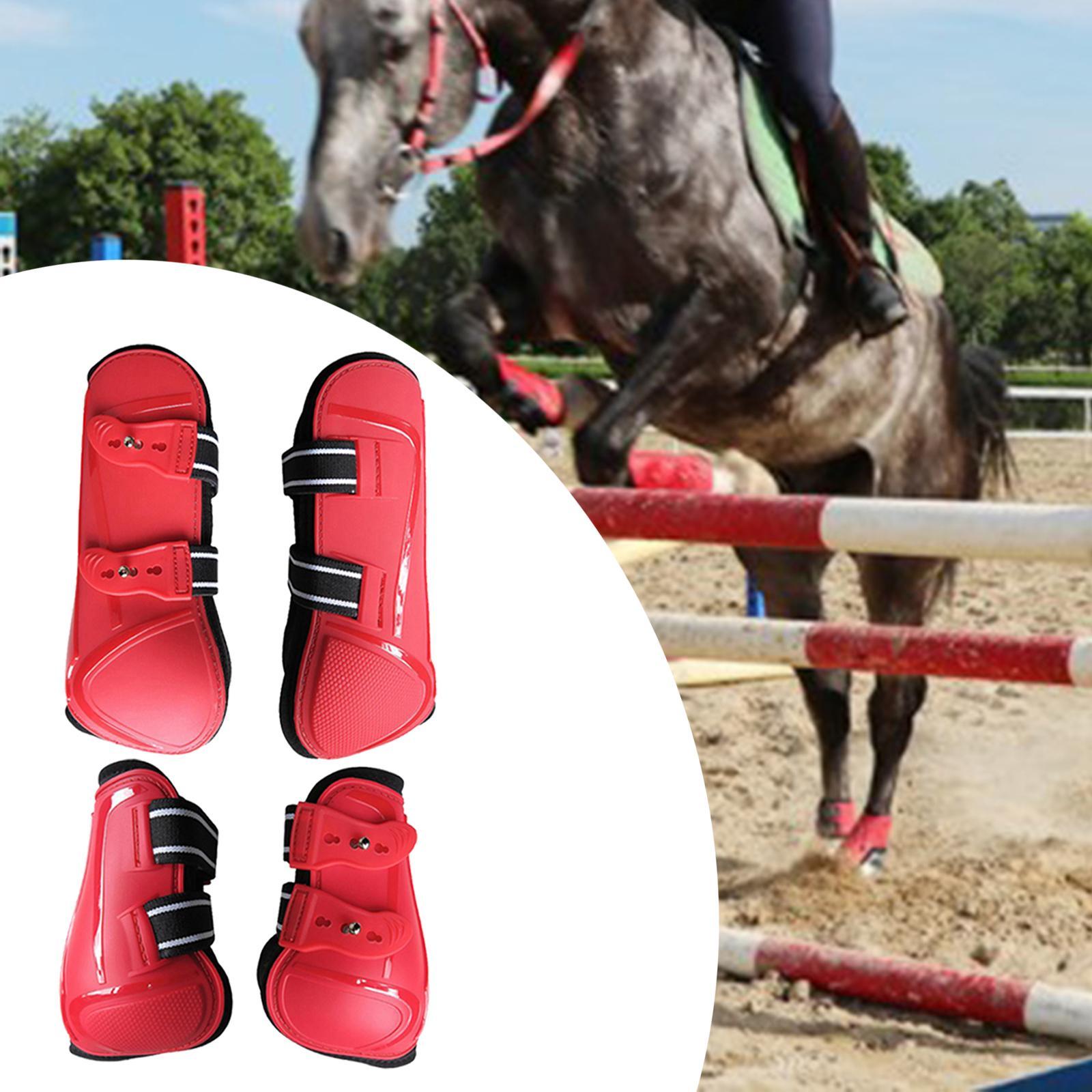 Horse Tendon Boots Set of  Jumping Guards Protection Wrap Red XL