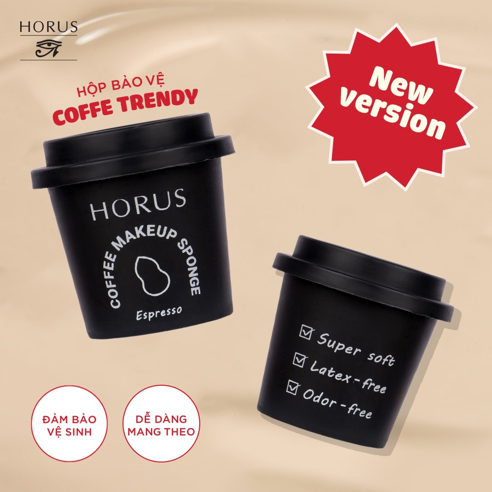 Bông Mút Trang Điểm Horus Coffee Make Up Sponge Kèm Hộp Đựng