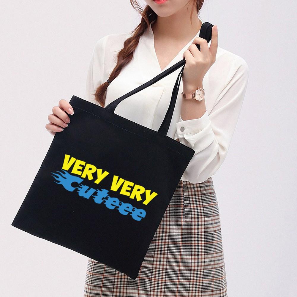 Túi Tote Vải Canvas Ginko kiểu basic có dây kéo khóa miệng túi( có túi con bên trong) đựng vừa laptop 14 inch và nhiều đồ dùng khác Phong Cách ulzzang Hàn Quốc In Hình Very Cute B27