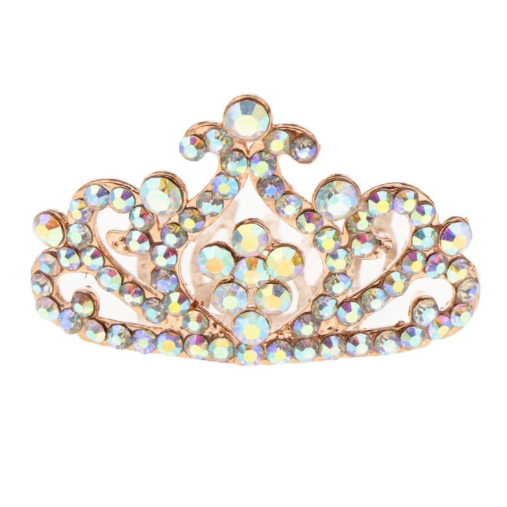 Girls Princess Tiara Crown with Comb Kids Hair Accessories Gold