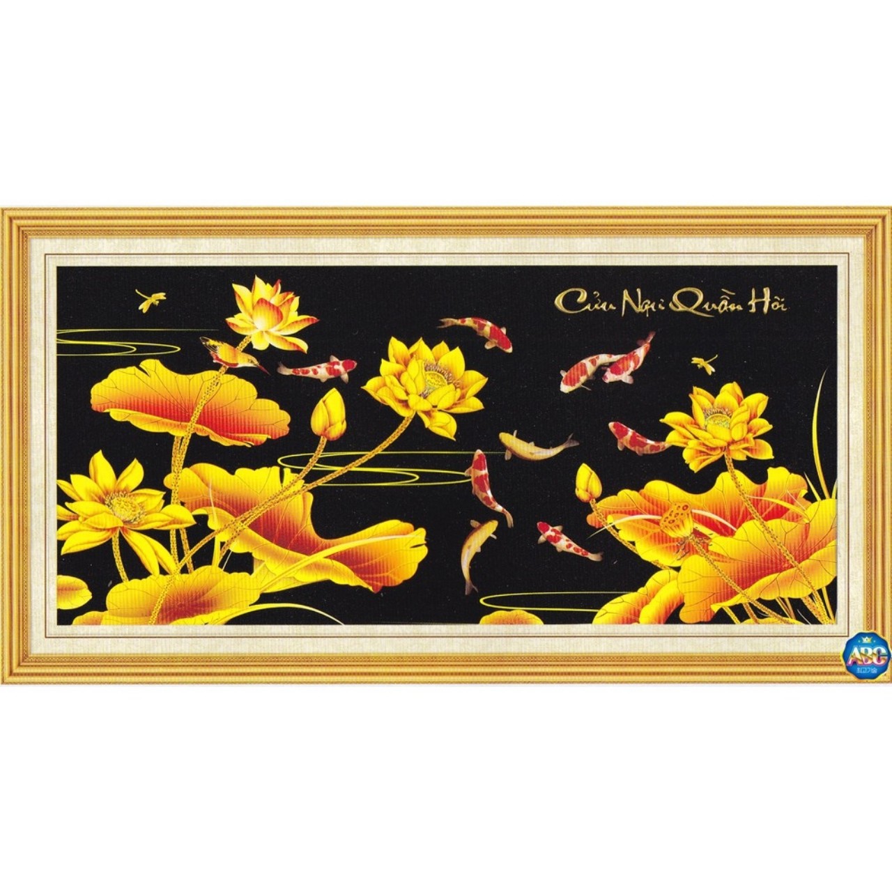 TRANH ĐÍNH ĐÁ CỬU NGƯ QUẦN TỤ 100x50CM - TỰ ĐÍNH