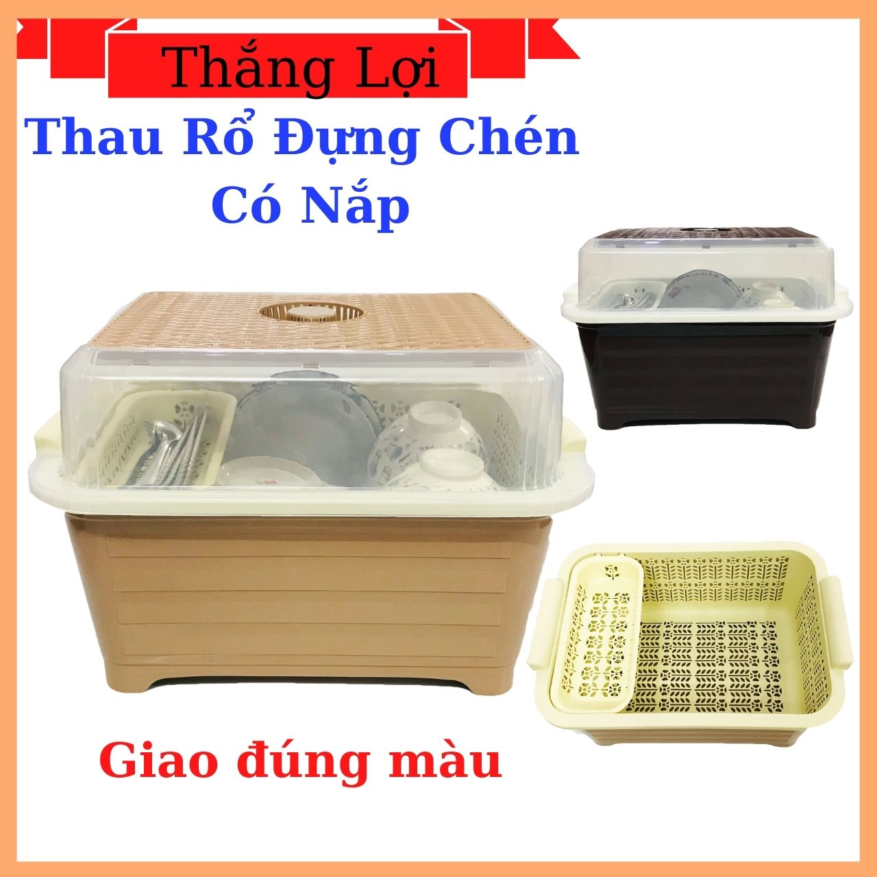 Thau Rổ Úp Chén Bát Dĩa Có Nắp  Đựng Chén Chống côn trùng, bụi bẩn