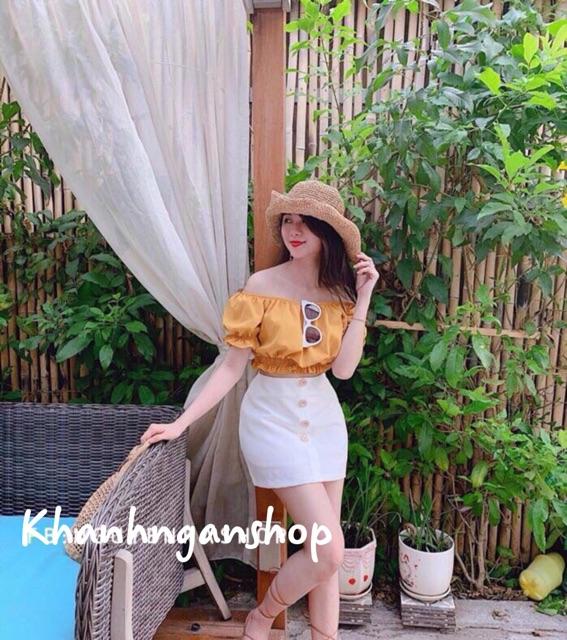 Sét Áo Vàng Và Chân Váy Trắng