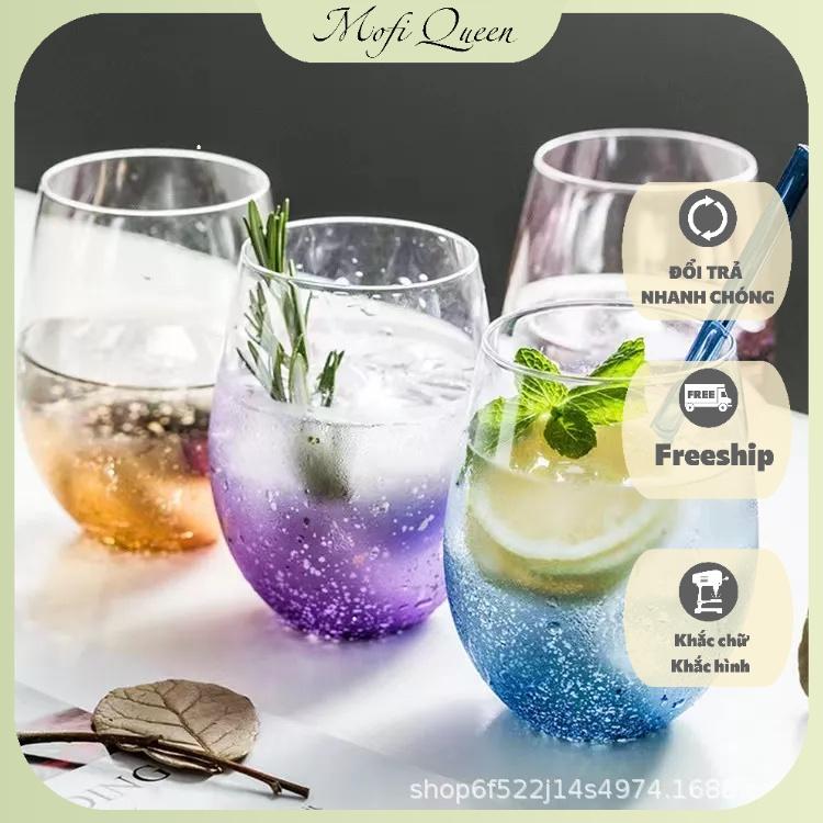 Cốc thủy tinh,ly uống nước tráng gương, thiết kế dạng hoa văn lấp lánh độc đáo