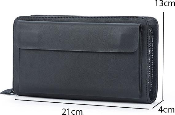 Clutch cầm tay da bò cao cấp BHM9069B Màu Đen