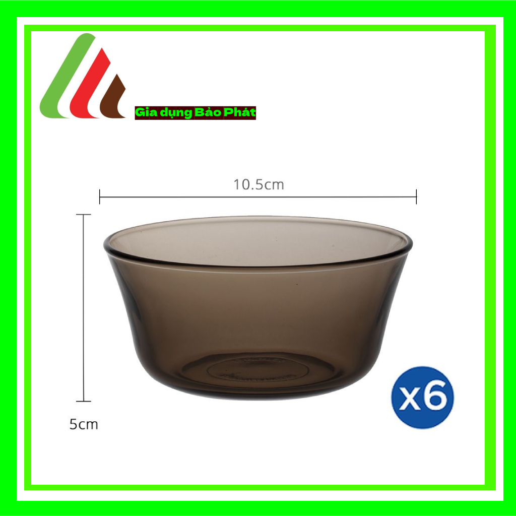 Bộ 6 chén thủy tinh chịu lực Duralex Lys cao cấp Pháp màu nâu khói Creole 10.5cm