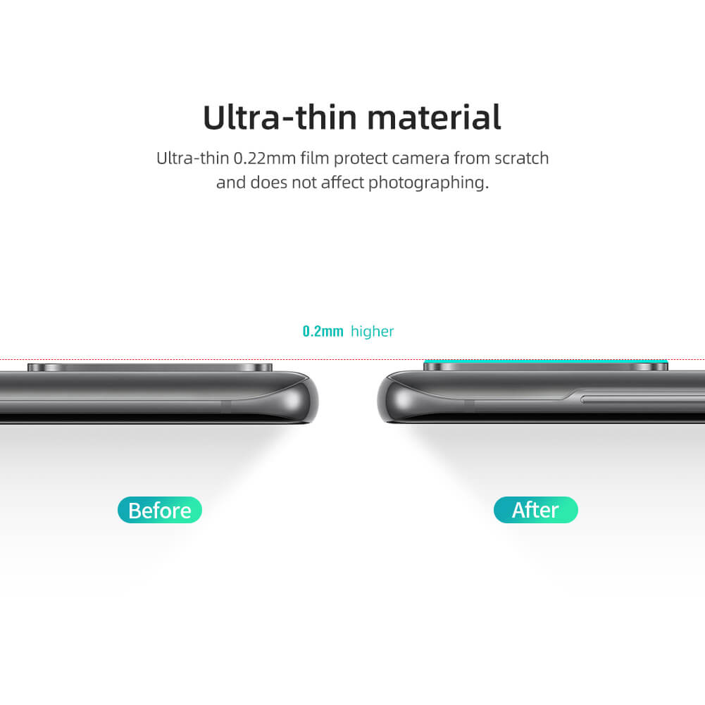 Bộ 2 Miếng dán kính cường lực camera Samsung Galaxy S20 Plus mỏng 0.22mm hiệu Nillkin InvisiFilm độ cứng 9H chống vân tay không ảnh hưởng chất lượng ảnh chụp - Hàng nhập khẩu