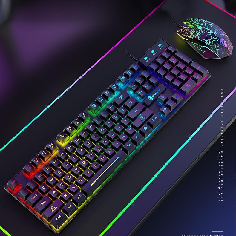 Bộ chuột bàn phím máy tính Coputa chuột bàn phím giả cơ Gaming có dây Full LED RGB T6