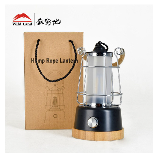 Đèn Led dã ngoại pin sạc phong cách Retro Hemp Rope Lantern Wild Land