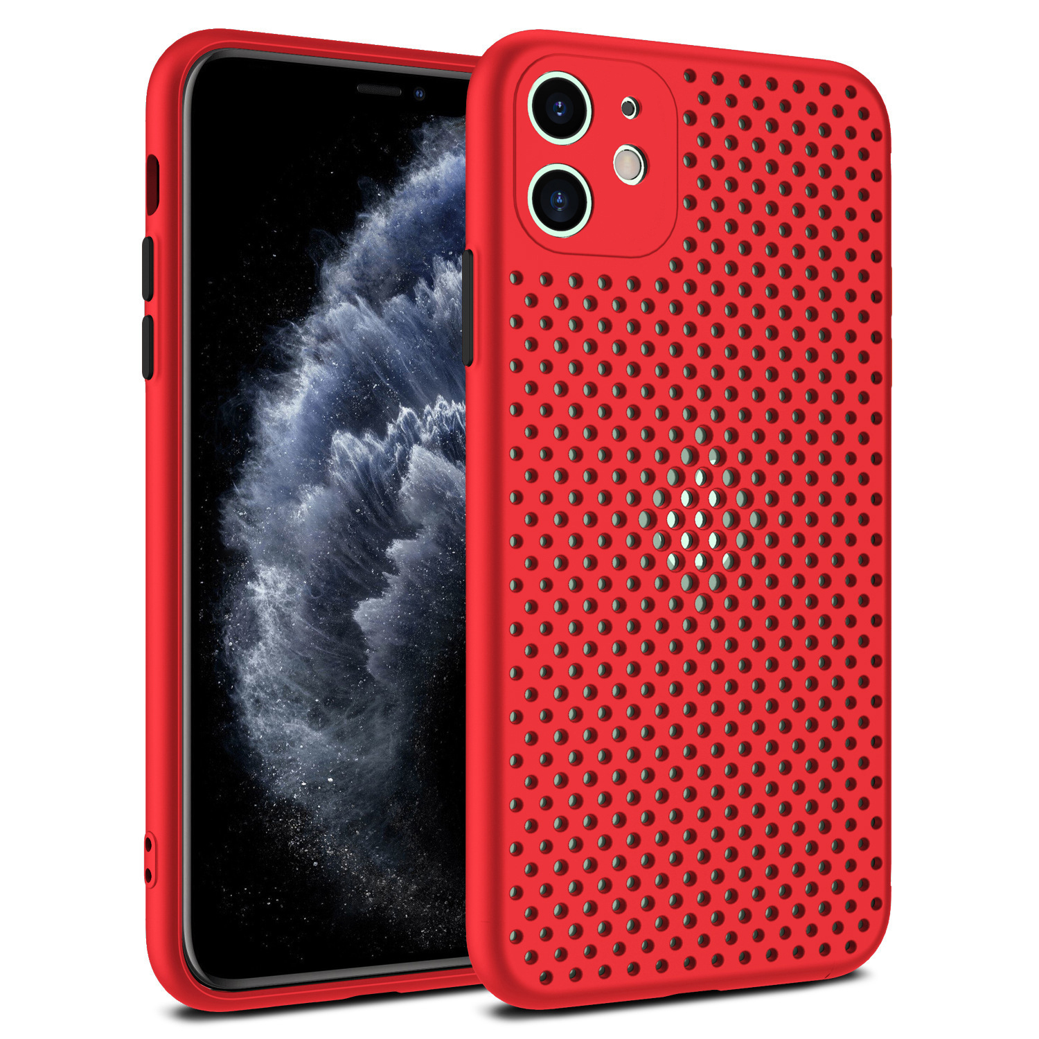 Ốp Lưng Thoát Nhiệt Dành Cho Iphone 11 12 13 11 Pro 12 Pro 13 Pro 11 Pro Max 12 Pro Max 13 Pro Max 12 Mini 13 Mini - Hàng Chính Hãng - Đỏ - Iphone 11