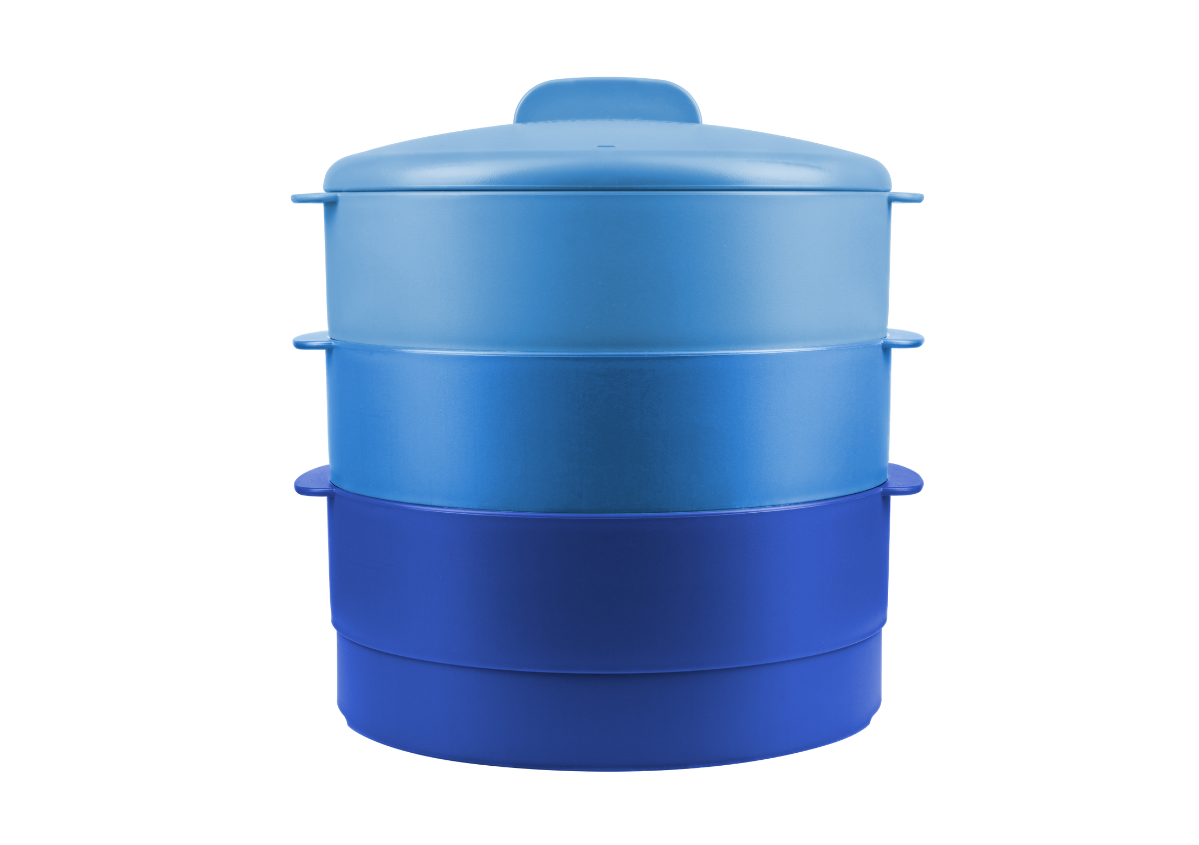 Xửng Hấp Tupperware 3 Tầng Steam It Blue, hấp rau củ, hấp hải sản