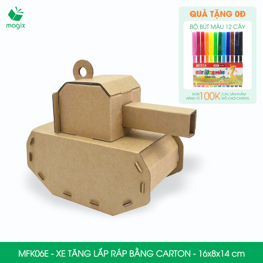 MFK06.CB01 - Combo 4 đồ chơi lắp ghép mô hình 3D giấy carton - xe tăng, tàu chiến, máy bay, trực thăng
