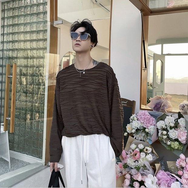 Áo thun tay dài vải Sóng nổi 3D Ripples Luxury
