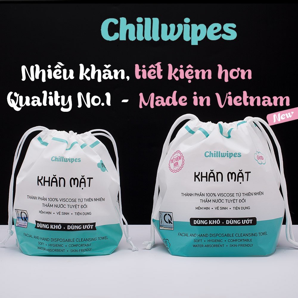 Khăn mặt khô Chillwipes dùng 1 lần, Giấy lau mặt dùng một lần 80khăn/cuộn