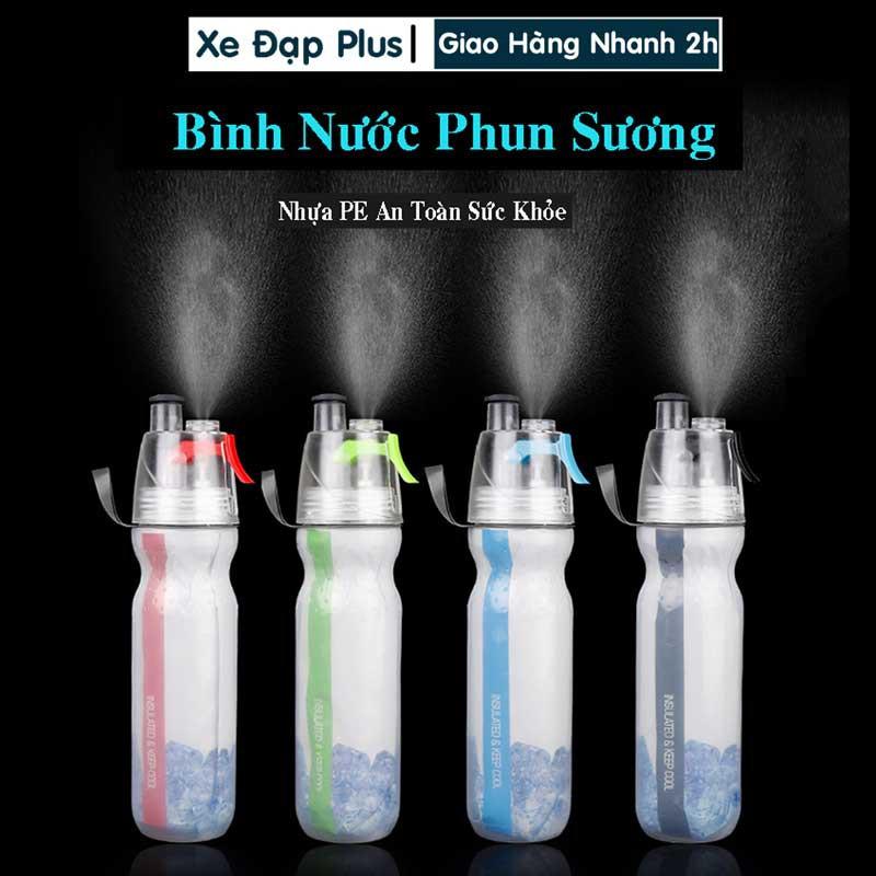 Bình nước xe đạp thể thao giữ nhiệt lâu có vòi phun sương mát lạnh – Nhựa PE an toàn cho sức khỏe