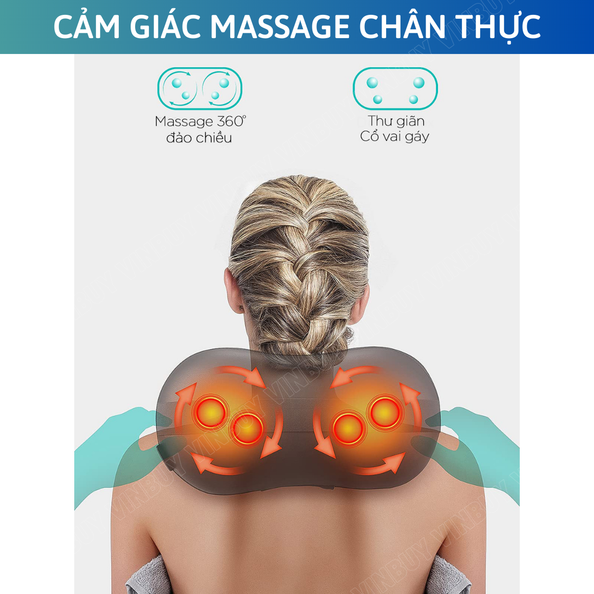 Gối Massage Cổ Vai Gáy Đa Năng - Máy Massage Toàn Thân Nhiệt Hồng Ngoại 2 Chiều - Mát Xa Chuyên Sâu Cho Cổ, Vai Gáy, Lưng Dưới, Đùi, Chân - Sử Dụng Tại Nhà, Văn Phòng, Trên Ô Tô - Quà Tặng Cho Bạn Bè, Người Thân - Chính Hãng - VinBuy