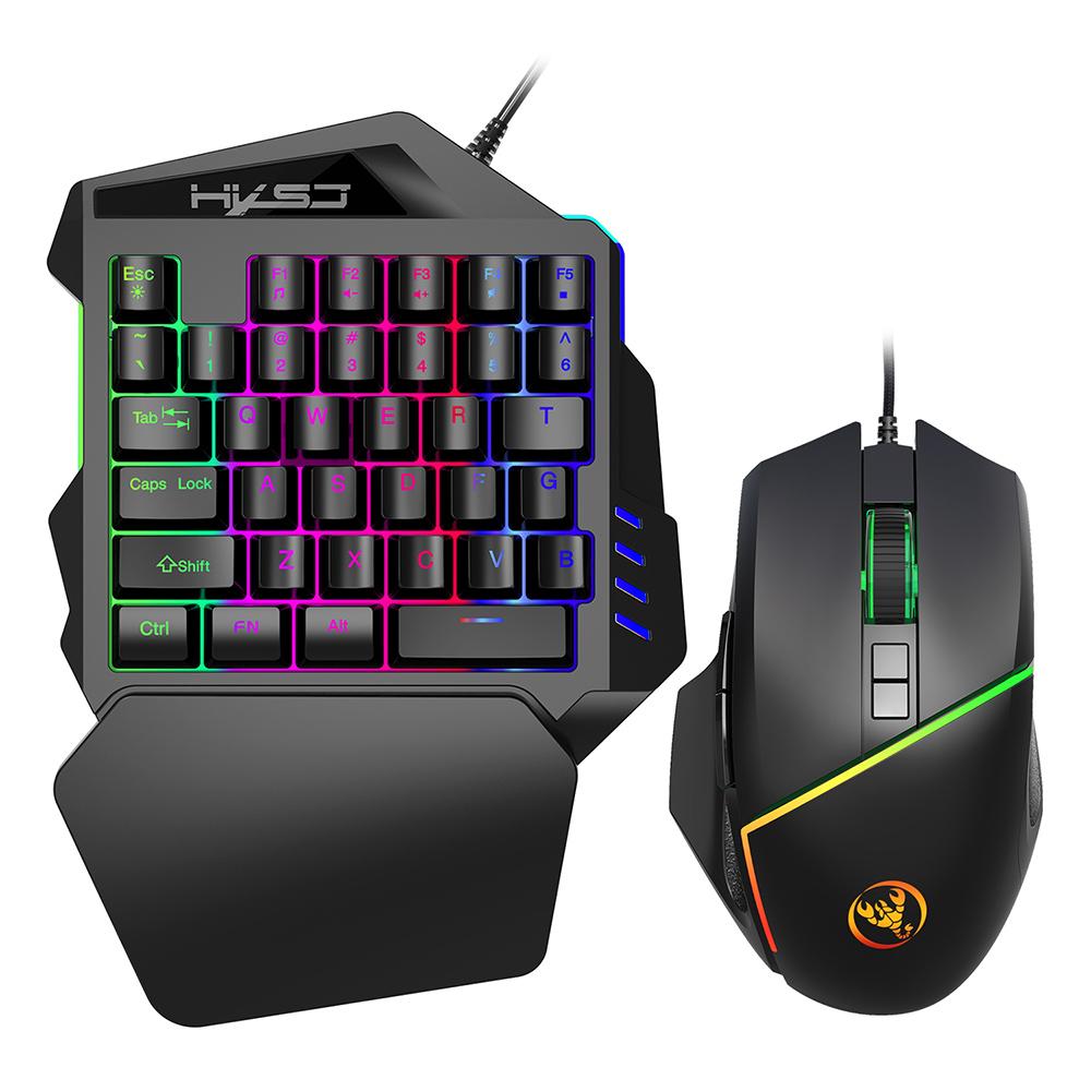 Combo Bàn phím và Chuột HXSJ A876 + V100 chơi game một tay với DPI có thể điều chỉnh