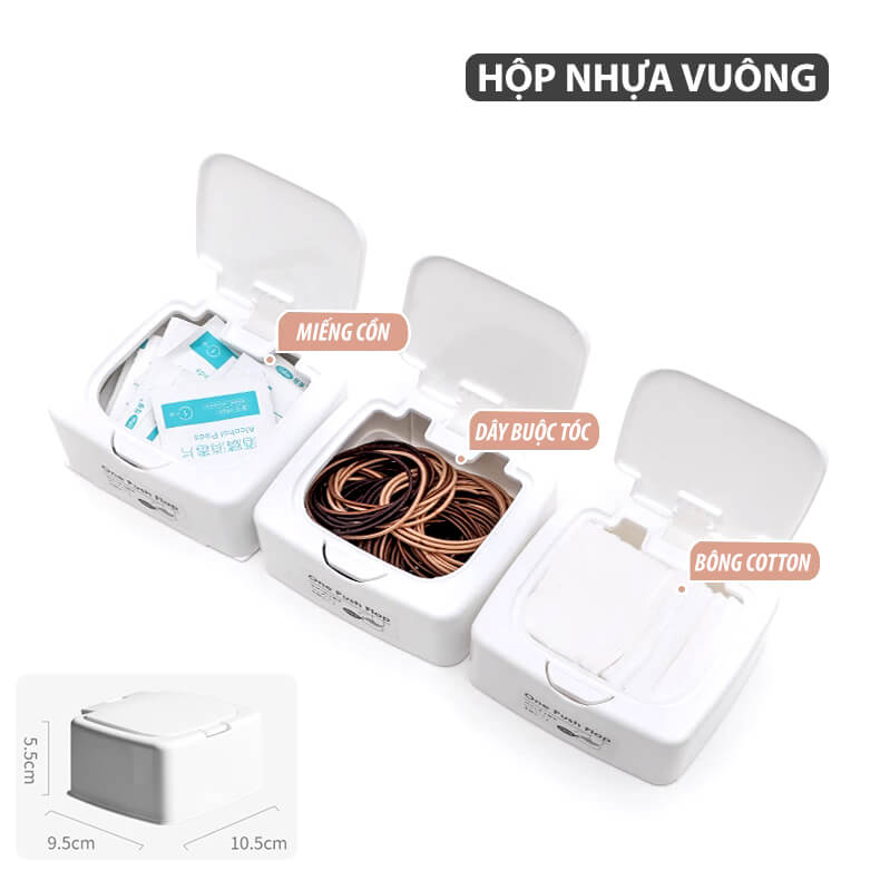 Hộp Nhựa Đựng Tăm Bông Để Bông Tẩy Trang Nắp Kín Tự Động Chống Ẩm Mốc Mini Storage Box Hamart
